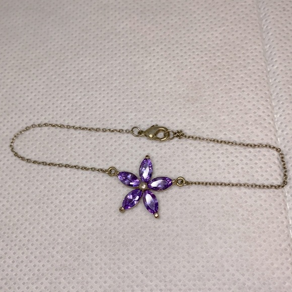 Vintage 90s Purple Lily Anklet or Bracelet - Picture 1 of 2
